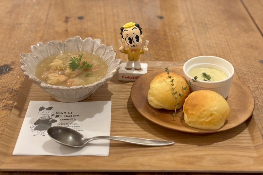 博多区上川端｜ドーナツ生地のパンとイートイン限定オニオンチキンスープが絶品『オルガ・ル・ボン・ボンドーナツ』